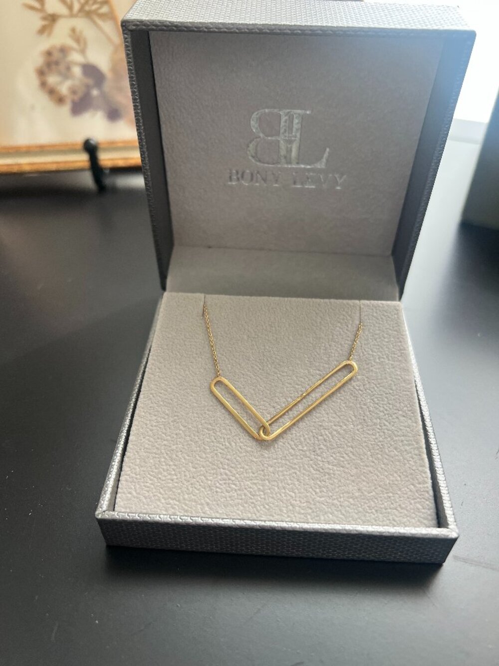Bony Levy 14K Gold Paperclip Link Necklace Minimalist Fine Jewelry (16-18 inch)